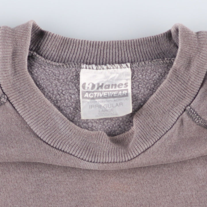 80s-90'S Hanes Irregular Activewear Plain Blank Sweatshirt, Made in USA, Men's Size L (Equivalent), Vintage cotton gray type Vintage Second Hand