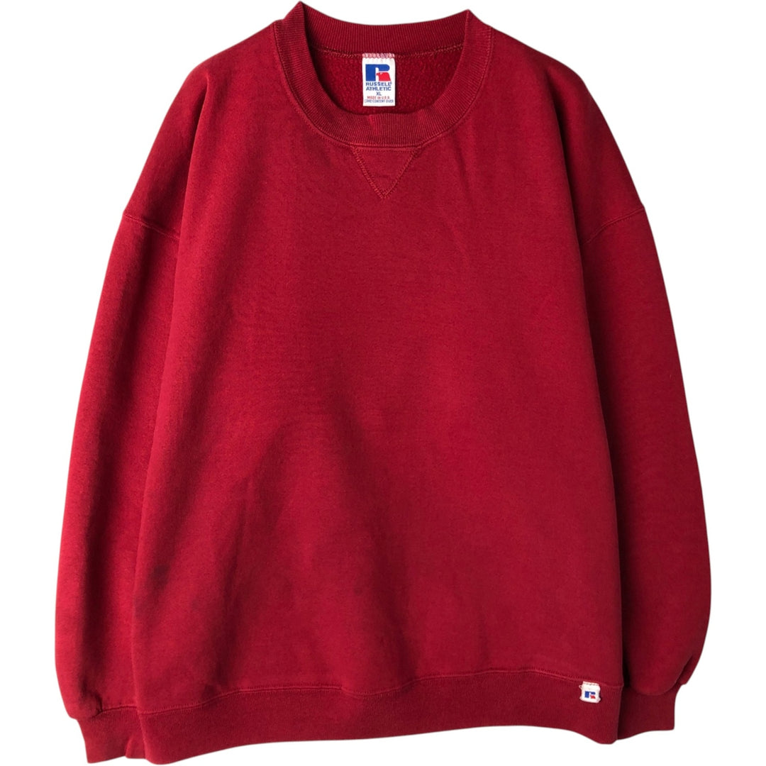 90'S Russell plain blank sweatshirt, sweatshirt, made in USA, men's XL size, vintage cotton red type Vintage Second Hand