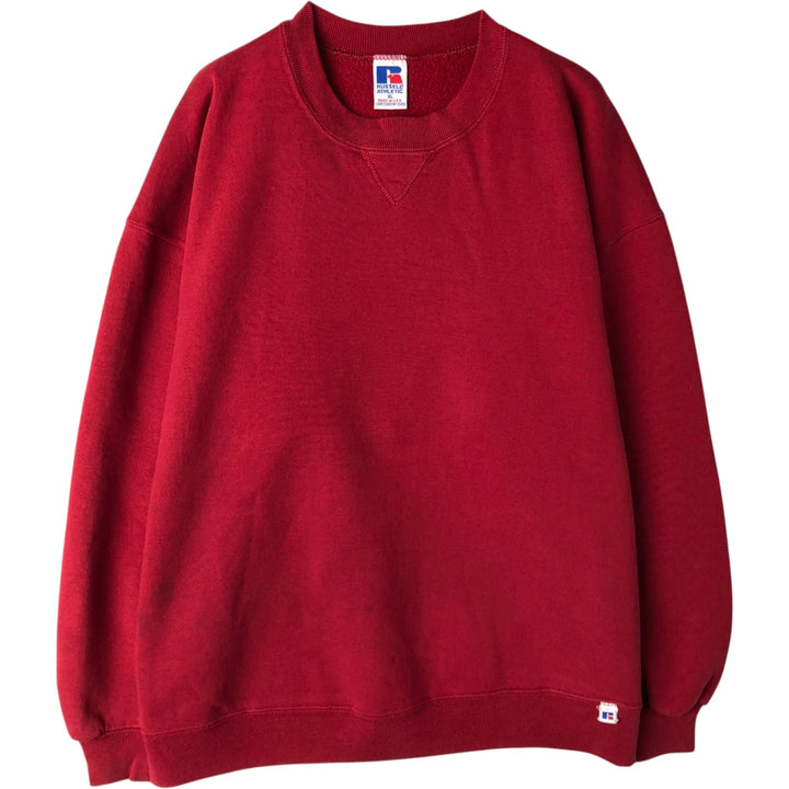 90'S Russell plain blank sweatshirt, sweatshirt, made in USA, men's XL size, vintage cotton red type Vintage Second Hand