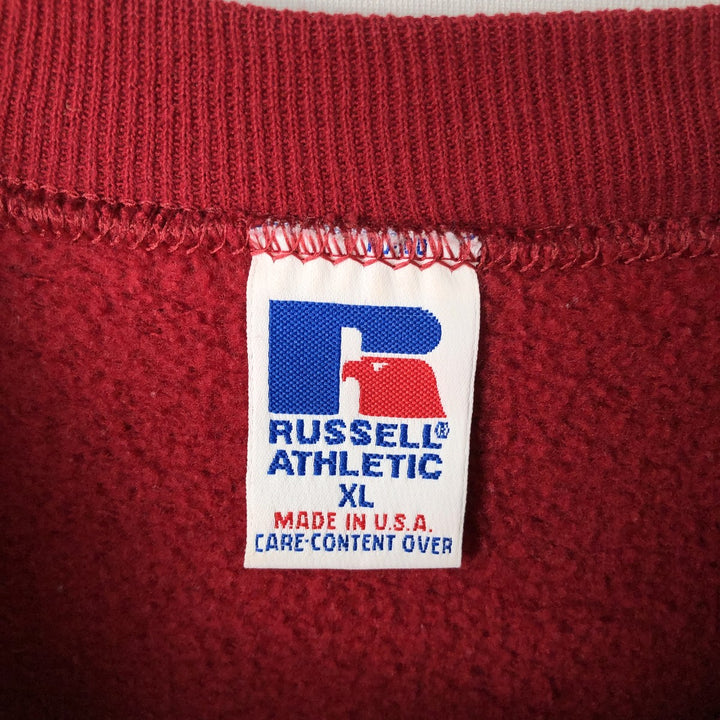 90'S Russell plain blank sweatshirt, sweatshirt, made in USA, men's XL size, vintage cotton red type Vintage Second Hand