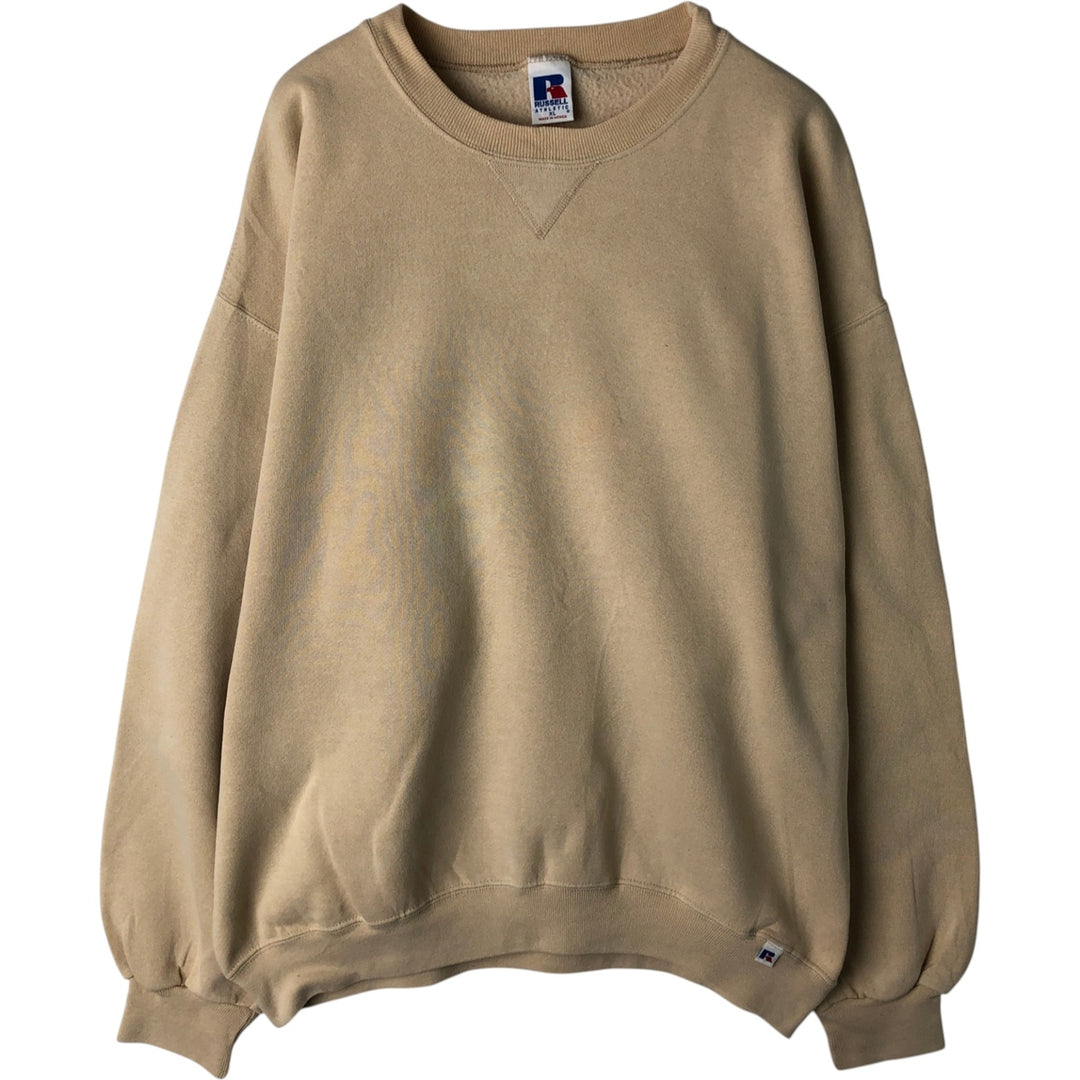 90'S Russell plain blank sweatshirt, sweatshirt, men's XL size, vintage cotton Beige type Vintage Second Hand