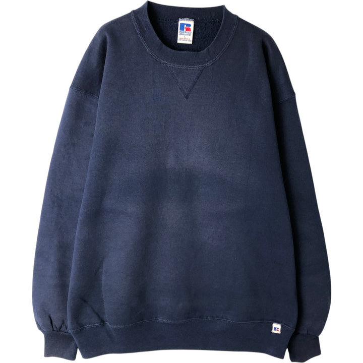 Russell Blank Sweatshirt, Made in USA, Men's Size L (Equivalent), Vintage cotton navy blue type Vintage Second Hand