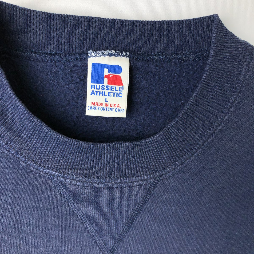 Russell Blank Sweatshirt, Made in USA, Men's Size L (Equivalent), Vintage cotton navy blue type Vintage Second Hand
