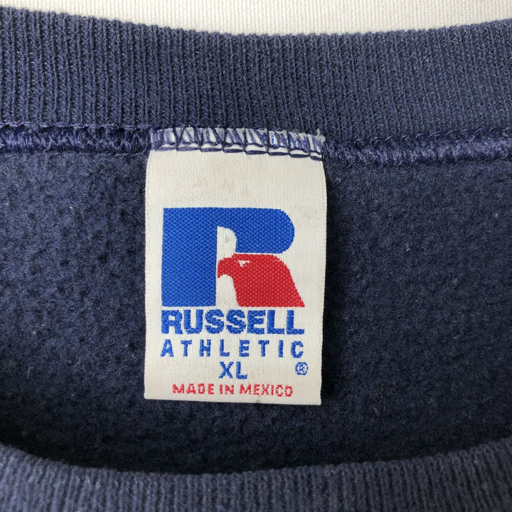 90'S Russell Athletic Plain Blank Sweatshirt, Men's Size XL (Equivalent), Vintage cotton navy blue type Vintage Second Hand