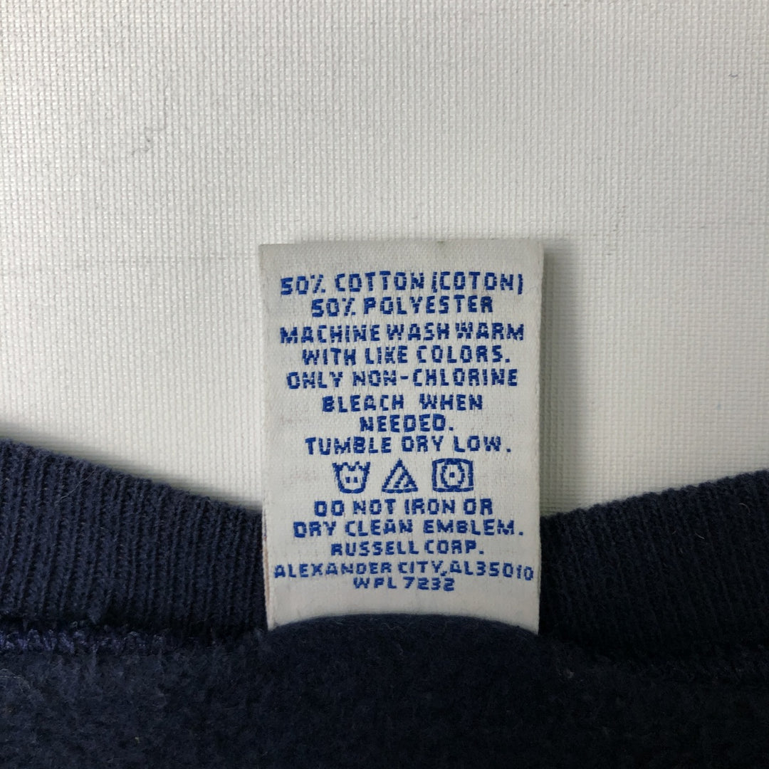 90'S Russell Athletic Plain Blank Sweatshirt, Men's Size XL (Equivalent), Vintage cotton navy blue type Vintage Second Hand