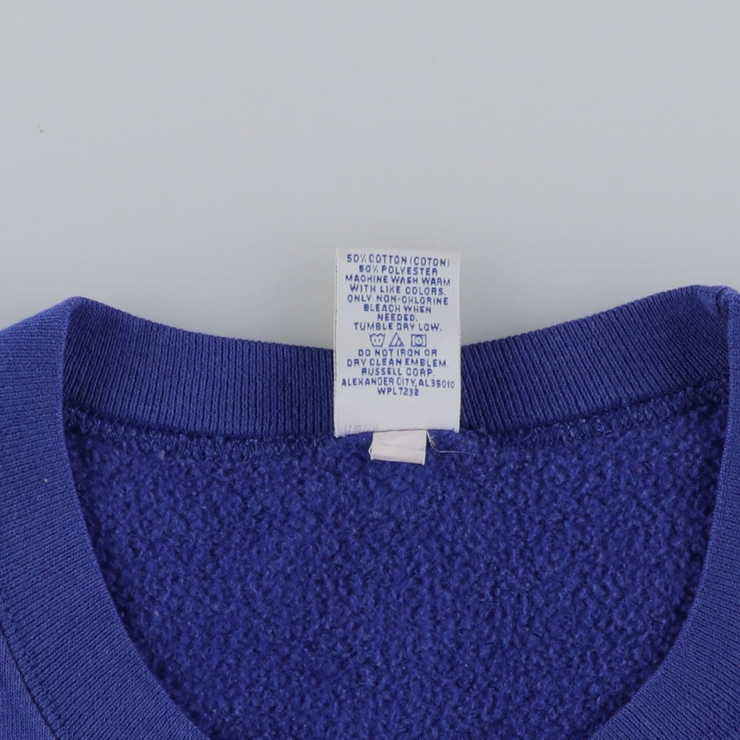 90'S Russell Athletic Plain Blank Sweatshirt, Men's Size XL (Equivalent), Vintage cotton blue type Vintage Second Hand