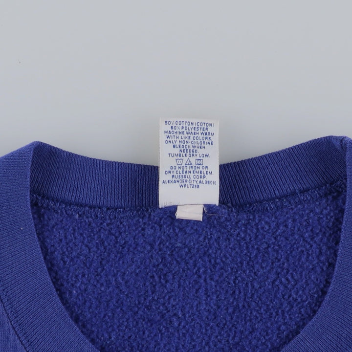 90'S Russell Athletic Plain Blank Sweatshirt, Men's Size XL (Equivalent), Vintage cotton blue type Vintage Second Hand