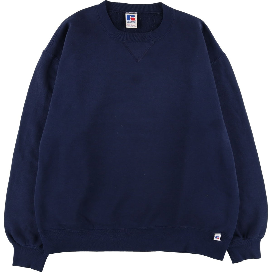 Vintage 90'S Russell ATHLETIC blank sweatshirt, made in the USA, size L, men's cotton navy blue type Vintage Second Hand