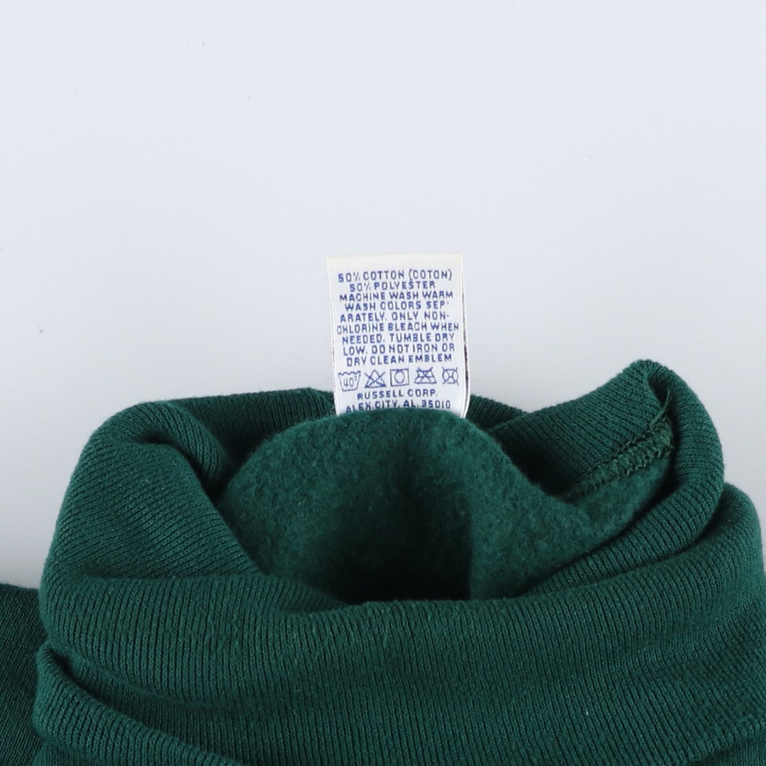 90'S Russell Athletic Turtleneck Plain Blank Sweatshirt, Made in USA, Men's XL equivalent, Vintage polyester green type Vintage Second Hand