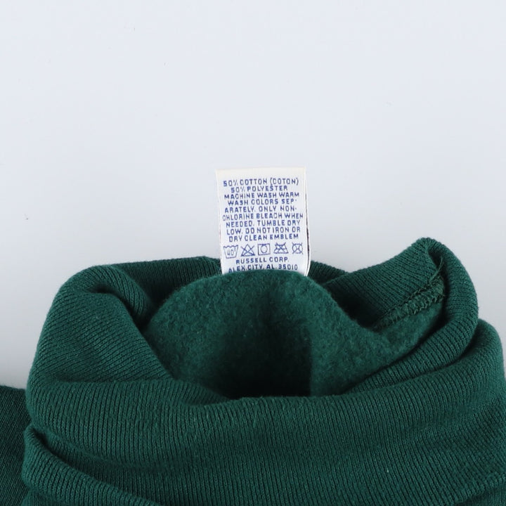 90'S Russell Athletic Turtleneck Plain Blank Sweatshirt, Made in USA, Men's XL equivalent, Vintage polyester green type Vintage Second Hand