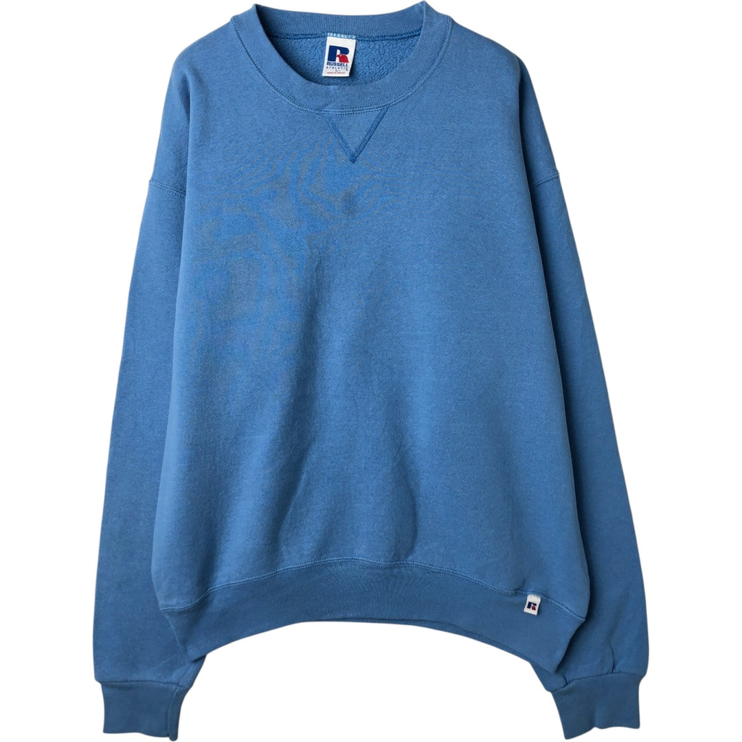 90'S Russell Athletic Plain Blank Sweatshirt, Men's Size L (Equivalent), Vintage cotton Blue type light blue Vintage Second Hand