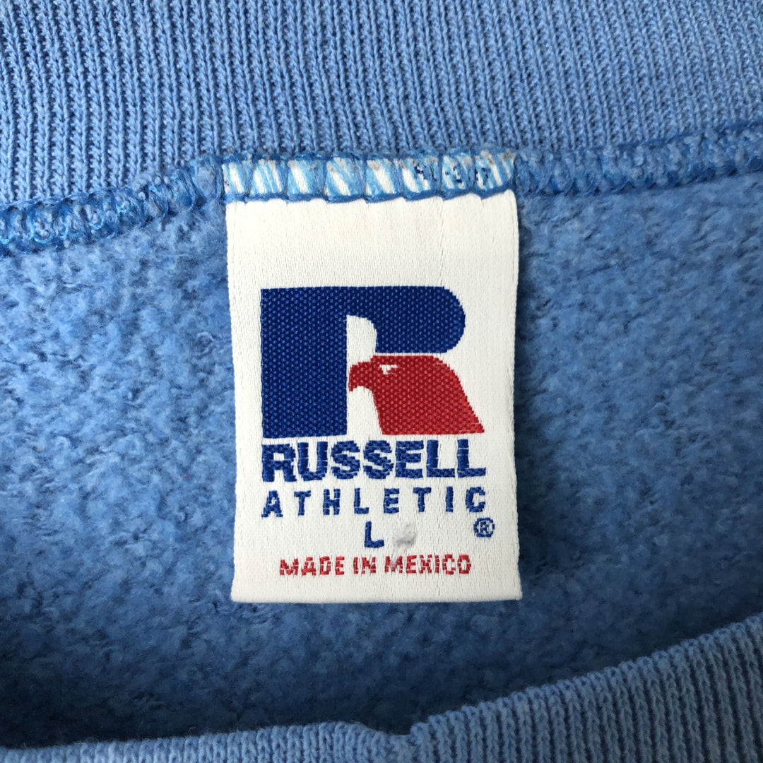 90'S Russell Athletic Plain Blank Sweatshirt, Men's Size L (Equivalent), Vintage cotton Blue type light blue Vintage Second Hand