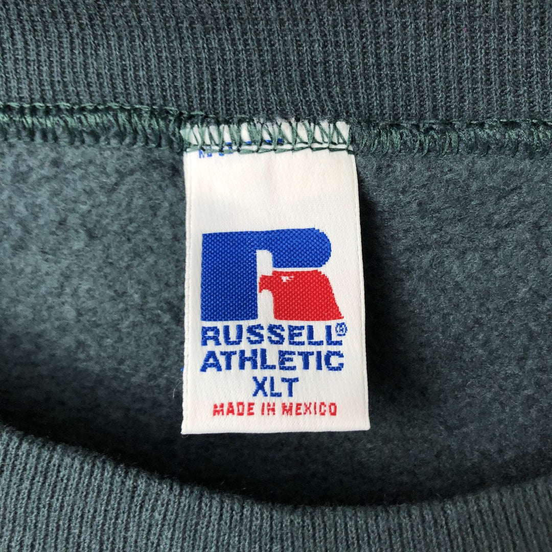 90'S Russell Athletic Plain Blank Sweatshirt, Men's Size XL (Equivalent), Vintage cotton Green type dark green Vintage Second Hand