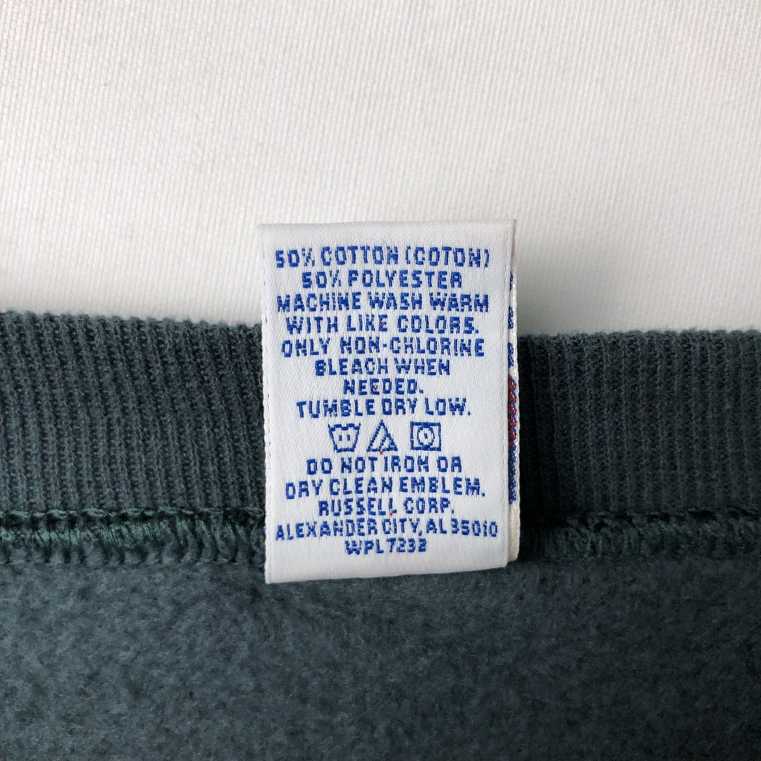 90'S Russell Athletic Plain Blank Sweatshirt, Men's Size XL (Equivalent), Vintage cotton Green type dark green Vintage Second Hand