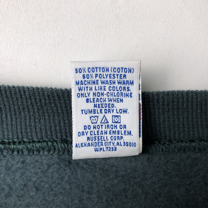 90'S Russell Athletic Plain Blank Sweatshirt, Men's Size XL (Equivalent), Vintage cotton Green type dark green Vintage Second Hand
