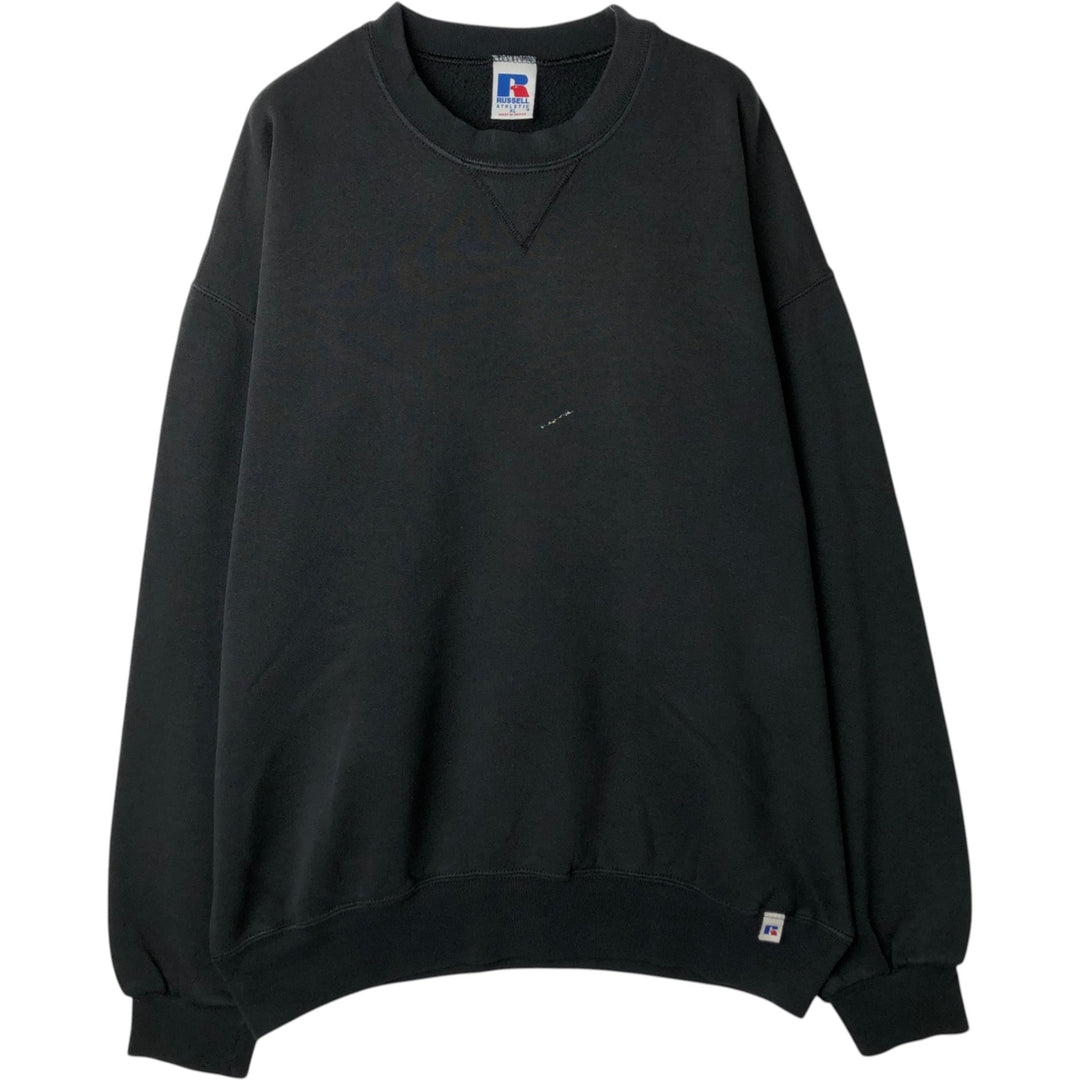 90'S Russell Athletic Plain Blank Sweatshirt, Men's Size XL (Equivalent), Vintage cotton black type Vintage Second Hand