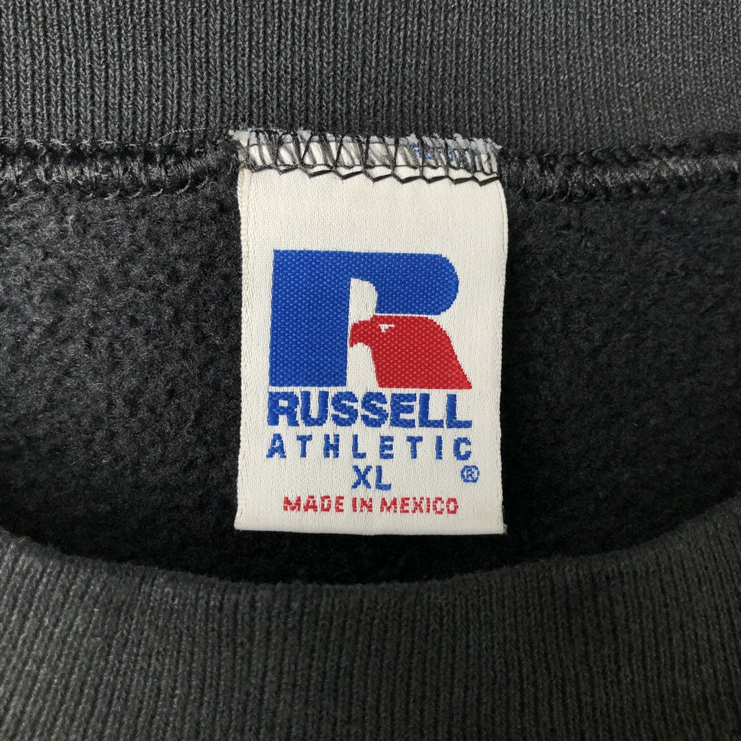 90'S Russell Athletic Plain Blank Sweatshirt, Men's Size XL (Equivalent), Vintage cotton black type Vintage Second Hand