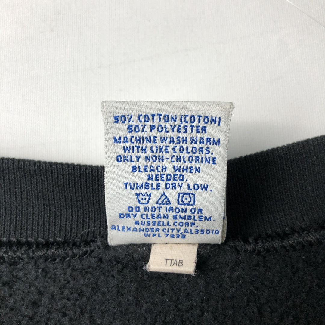 90'S Russell Athletic Plain Blank Sweatshirt, Men's Size XL (Equivalent), Vintage cotton black type Vintage Second Hand