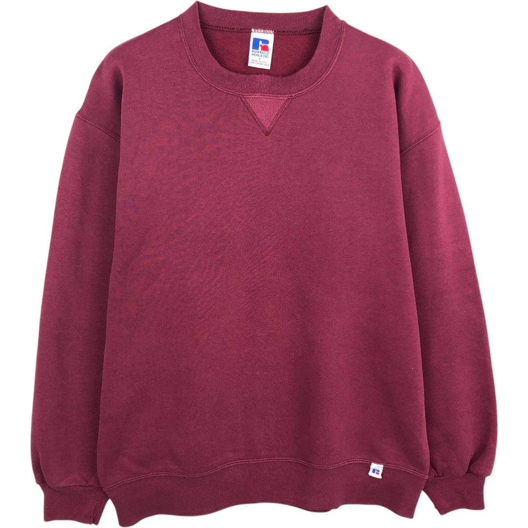 Vintage 90'S Russell ATHLETIC blank sweatshirt, made in the USA, size L, men's cotton burgundy type Vintage Second Hand
