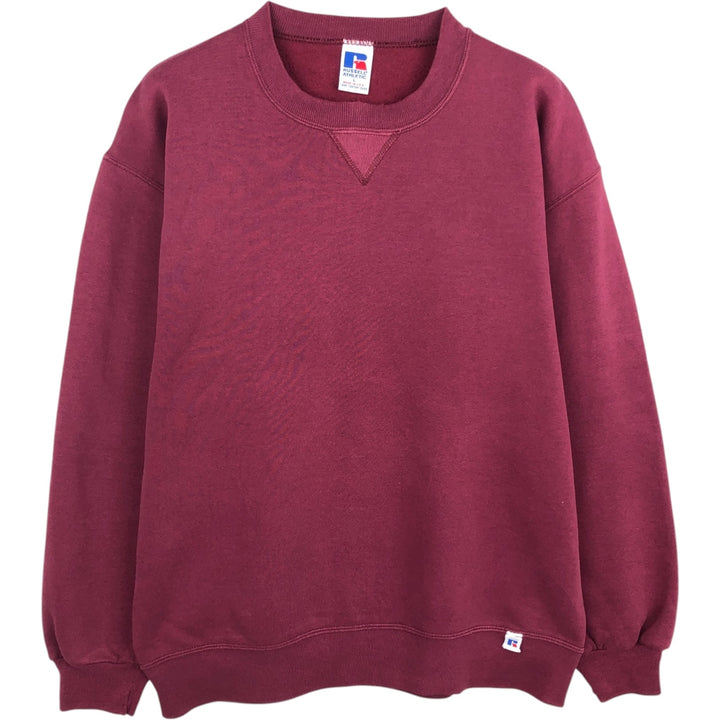 Vintage 90'S Russell ATHLETIC blank sweatshirt, made in the USA, size L, men's cotton burgundy type Vintage Second Hand