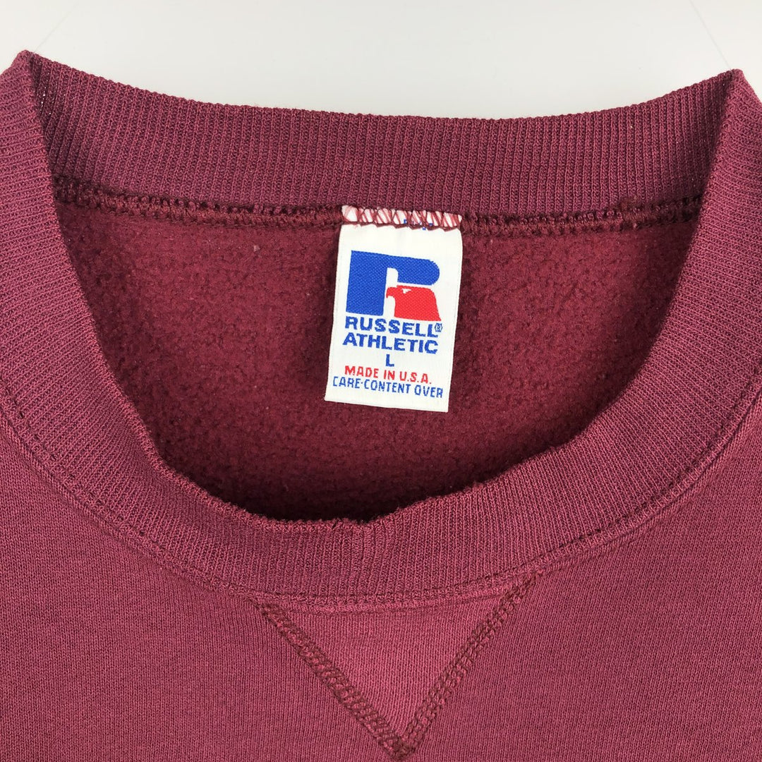 Vintage 90'S Russell ATHLETIC blank sweatshirt, made in the USA, size L, men's cotton burgundy type Vintage Second Hand