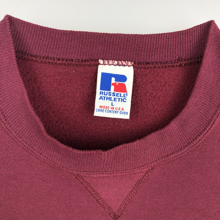 Vintage 90'S Russell ATHLETIC blank sweatshirt, made in the USA, size L, men's cotton burgundy type Vintage Second Hand