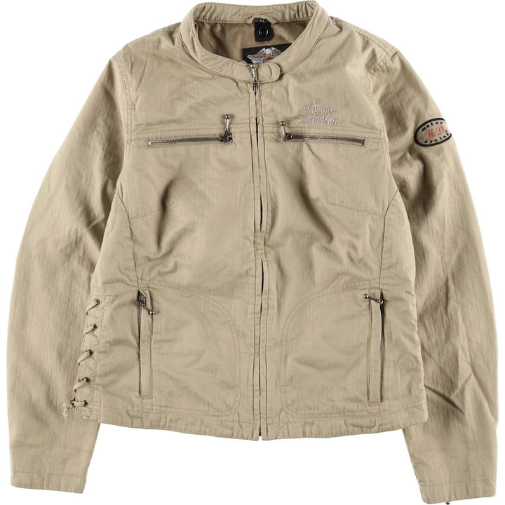 Harley-Davidson Lace-Up Cotton Jacket, Women's Size XL (approx.) cotton Khaki type beige Vintage Second Hand