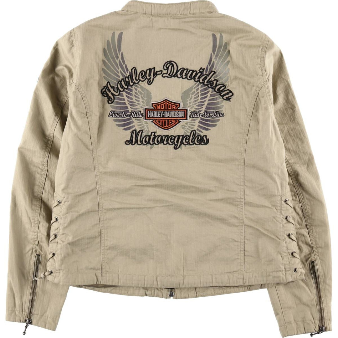 Harley-Davidson Lace-Up Cotton Jacket, Women's Size XL (approx.) cotton Khaki type beige Vintage Second Hand