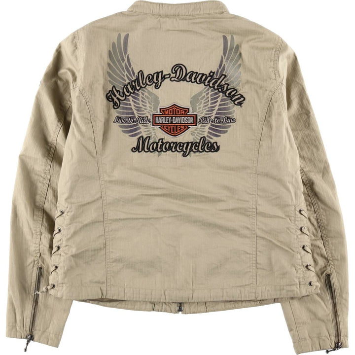 Harley-Davidson Lace-Up Cotton Jacket, Women's Size XL (approx.) cotton Khaki type beige Vintage Second Hand