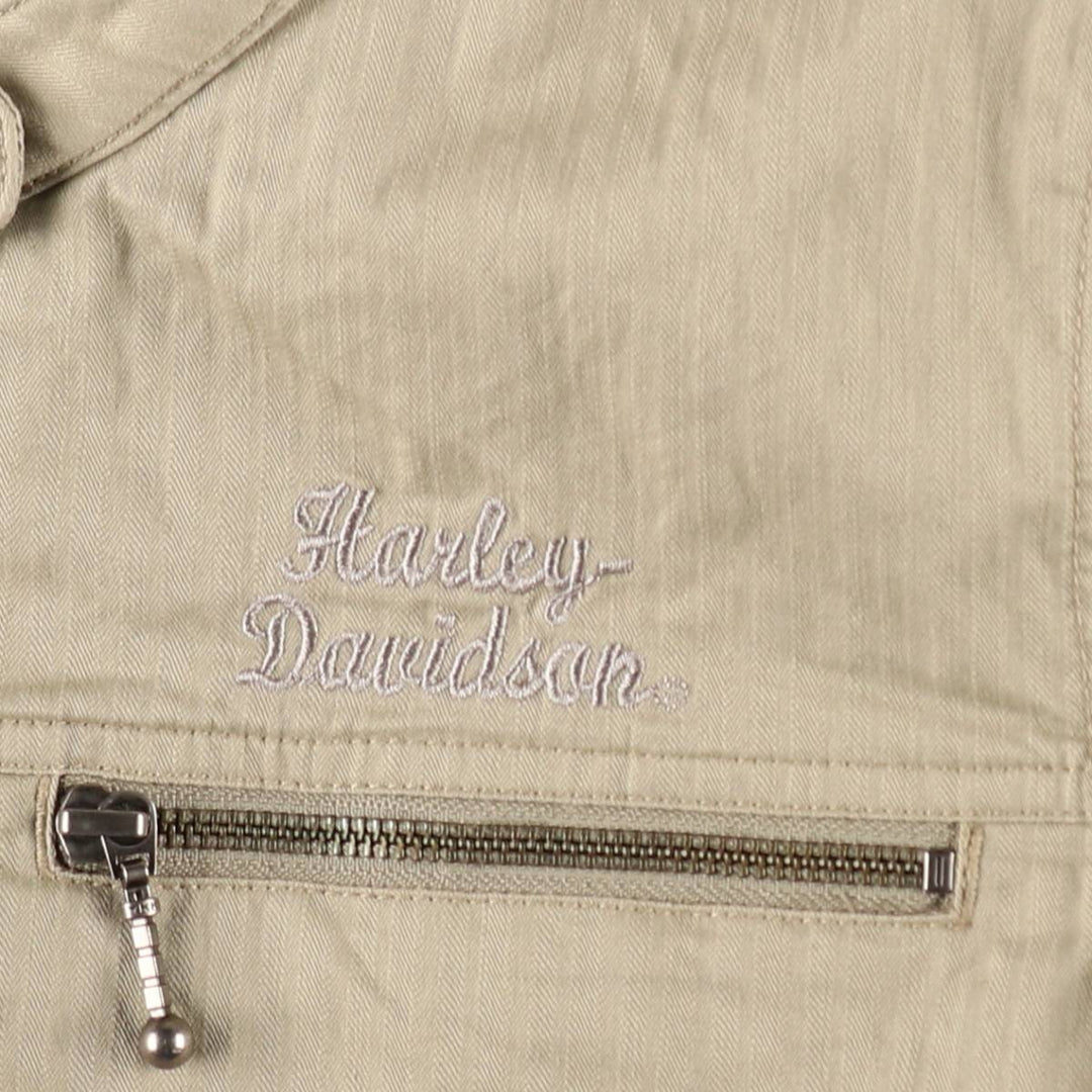 Harley-Davidson Lace-Up Cotton Jacket, Women's Size XL (approx.) cotton Khaki type beige Vintage Second Hand
