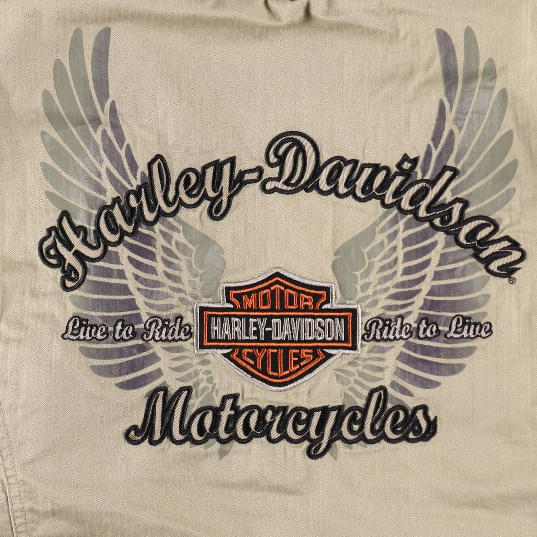 Harley-Davidson Lace-Up Cotton Jacket, Women's Size XL (approx.) cotton Khaki type beige Vintage Second Hand