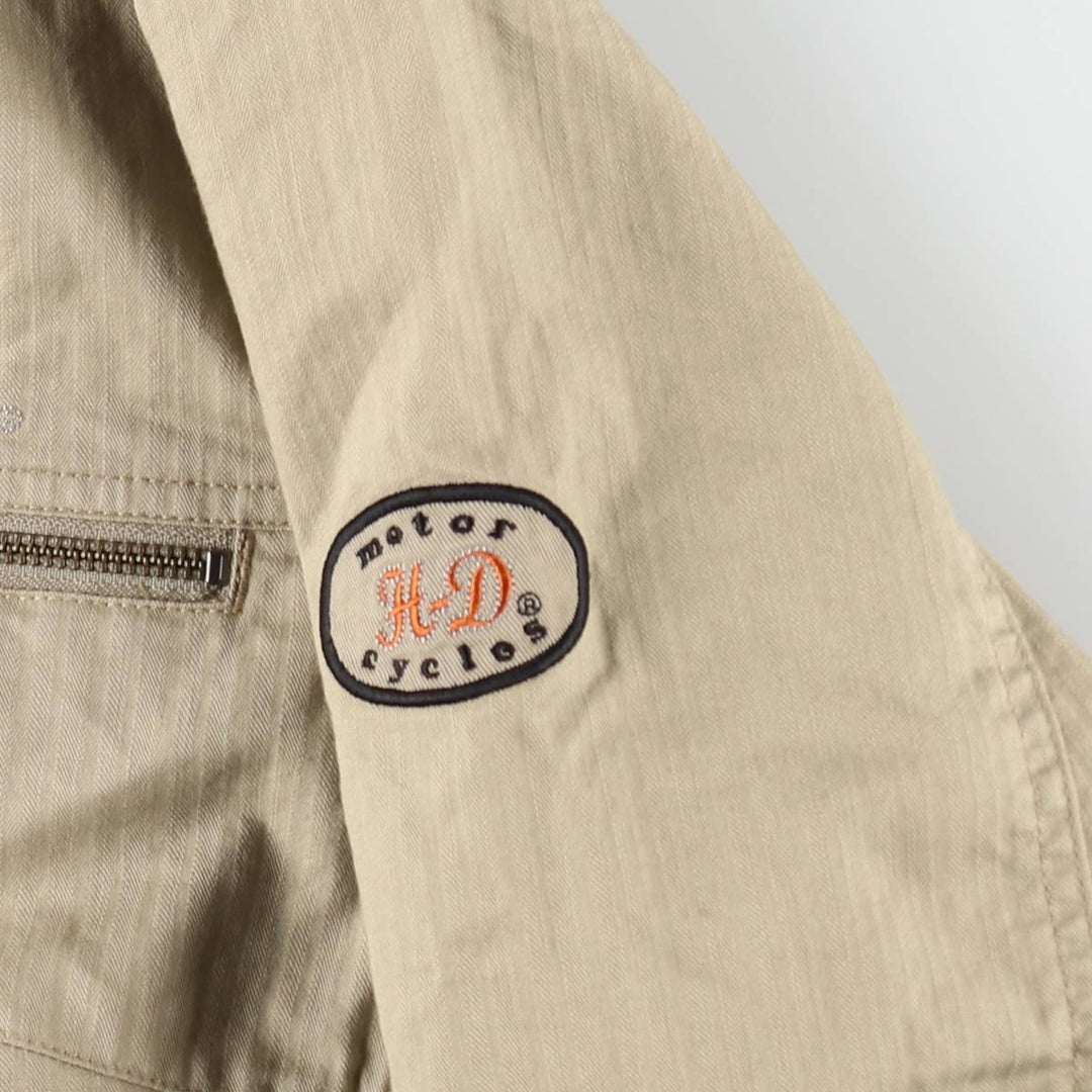 Harley-Davidson Lace-Up Cotton Jacket, Women's Size XL (approx.) cotton Khaki type beige Vintage Second Hand