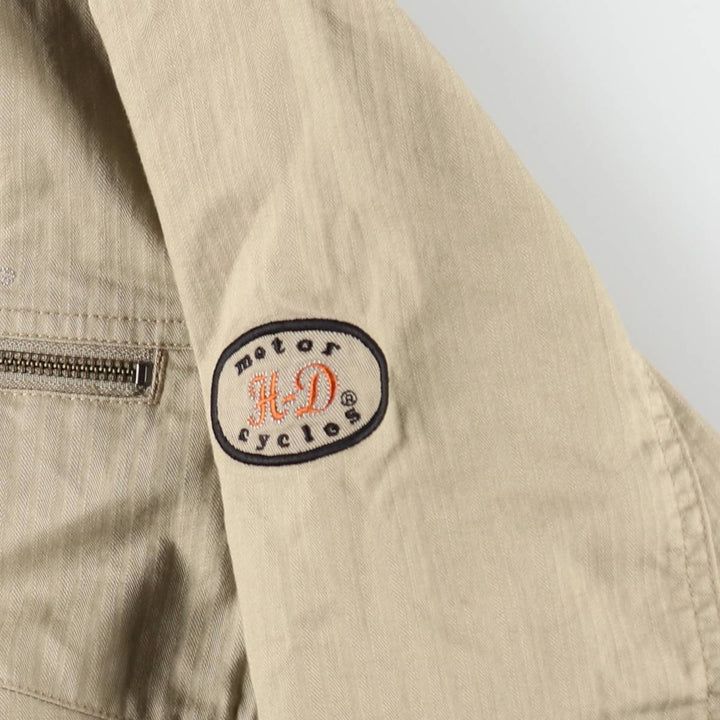 Harley-Davidson Lace-Up Cotton Jacket, Women's Size XL (approx.) cotton Khaki type beige Vintage Second Hand