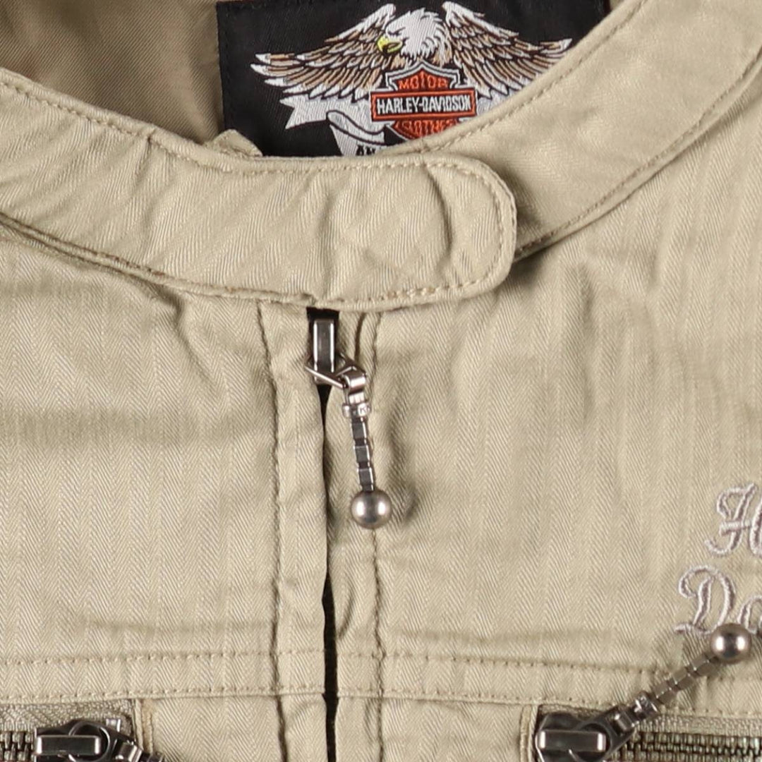 Harley-Davidson Lace-Up Cotton Jacket, Women's Size XL (approx.) cotton Khaki type beige Vintage Second Hand