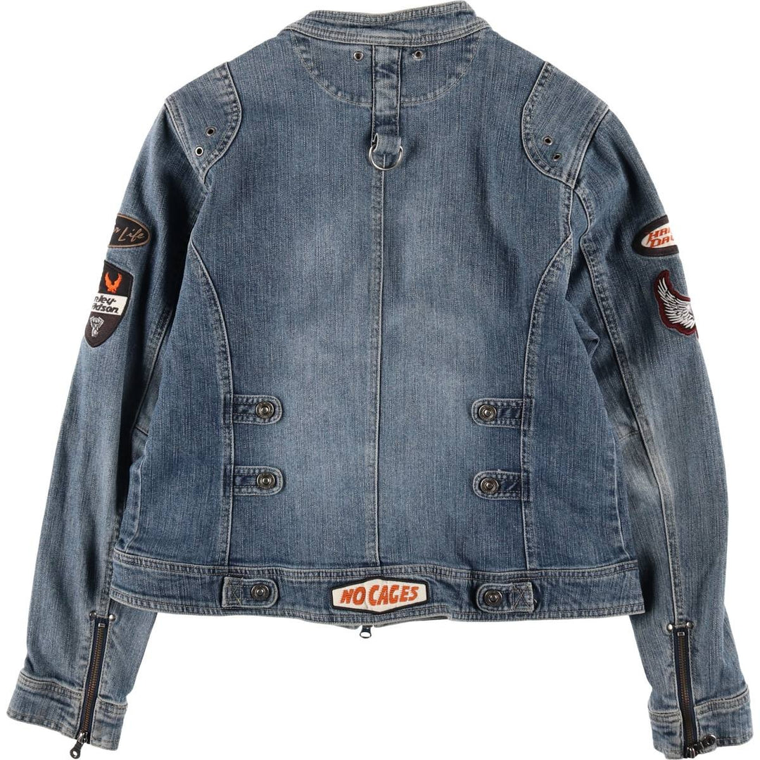 Harley-Davidson denim rider jacket, women's size XL (approx.) cotton blue type Vintage Second Hand