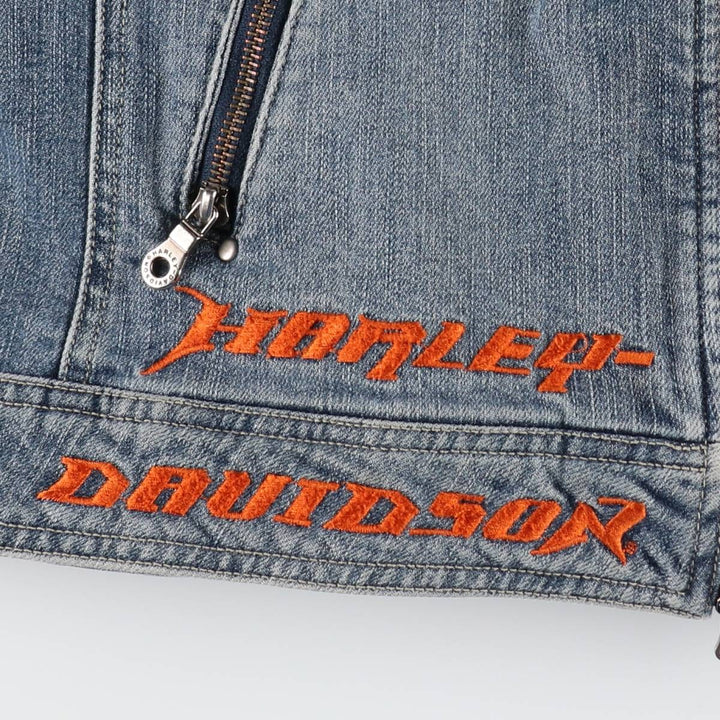 Harley-Davidson denim rider jacket, women's size XL (approx.) cotton blue type Vintage Second Hand