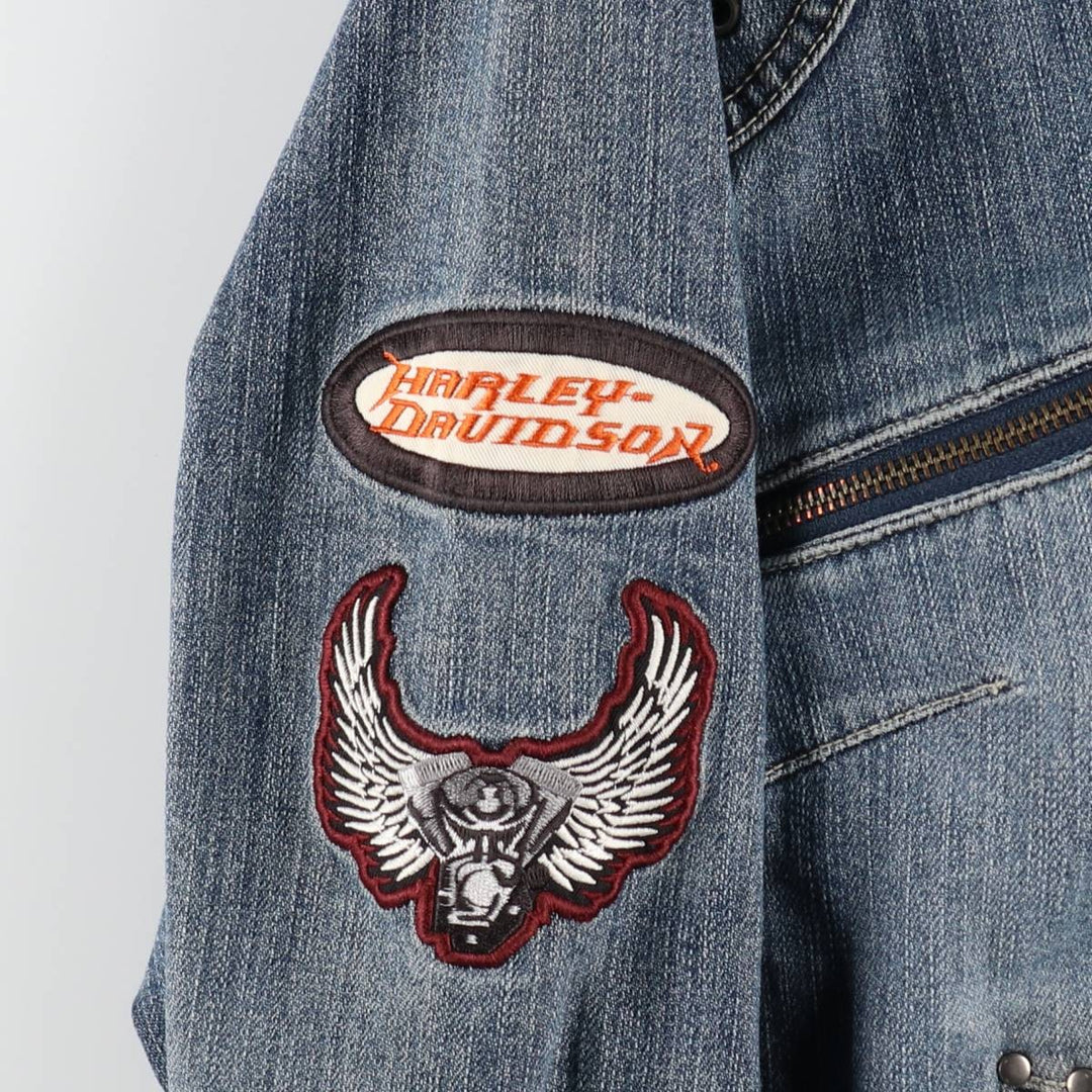 Harley-Davidson denim rider jacket, women's size XL (approx.) cotton blue type Vintage Second Hand