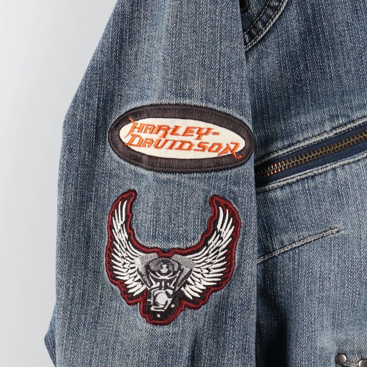 Harley-Davidson denim rider jacket, women's size XL (approx.) cotton blue type Vintage Second Hand