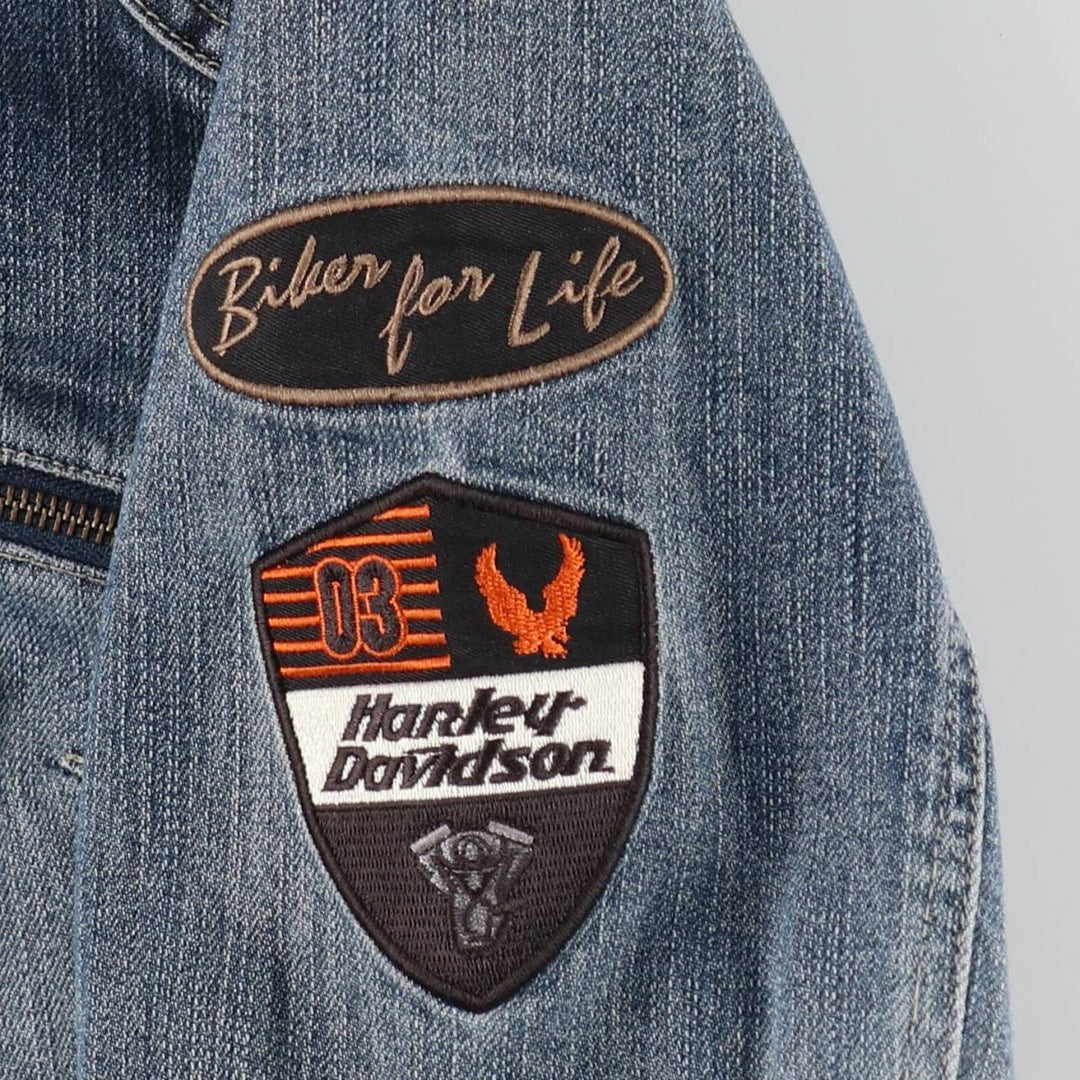 Harley-Davidson denim rider jacket, women's size XL (approx.) cotton blue type Vintage Second Hand