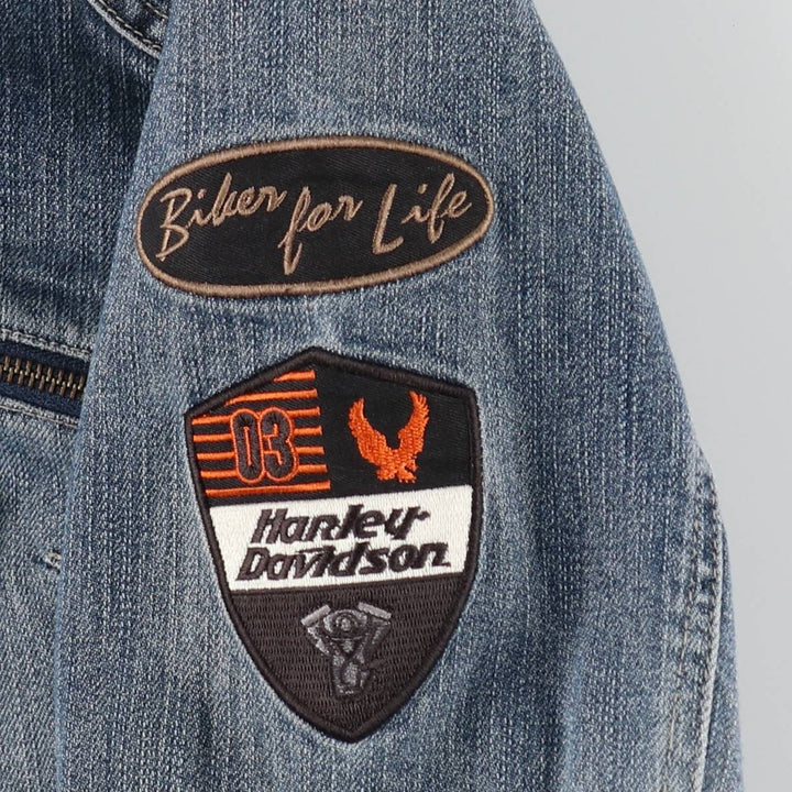 Harley-Davidson denim rider jacket, women's size XL (approx.) cotton blue type Vintage Second Hand