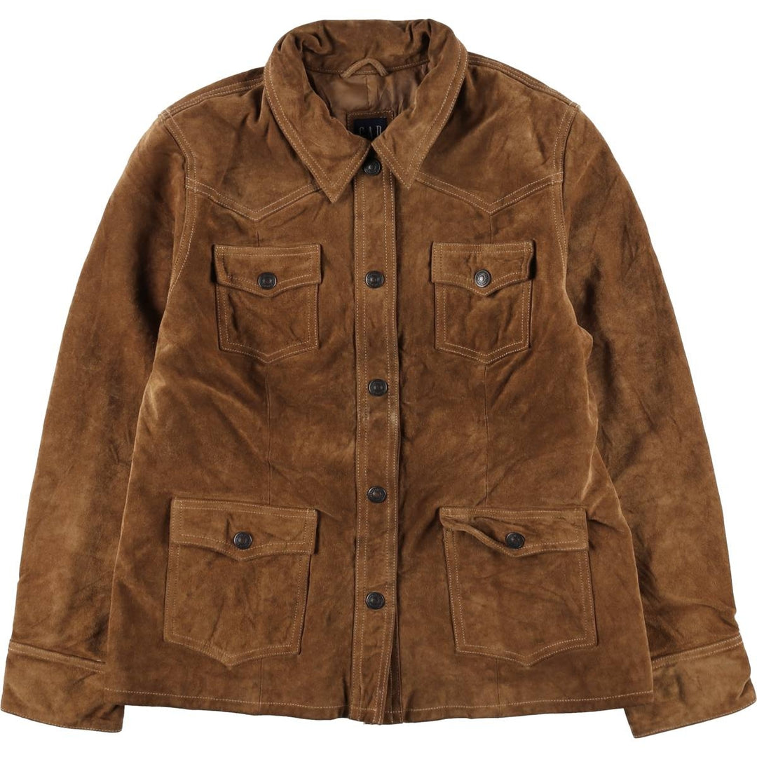90'S GAP (Old GAP) Suede Leather Jacket, Women's Size L (approx.), Vintage Genuine suede leather brown type Vintage Second Hand