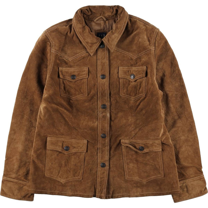 90'S GAP (Old GAP) Suede Leather Jacket, Women's Size L (approx.), Vintage Genuine suede leather brown type Vintage Second Hand