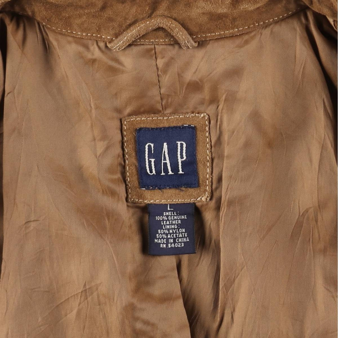 90'S GAP (Old GAP) Suede Leather Jacket, Women's Size L (approx.), Vintage Genuine suede leather brown type Vintage Second Hand