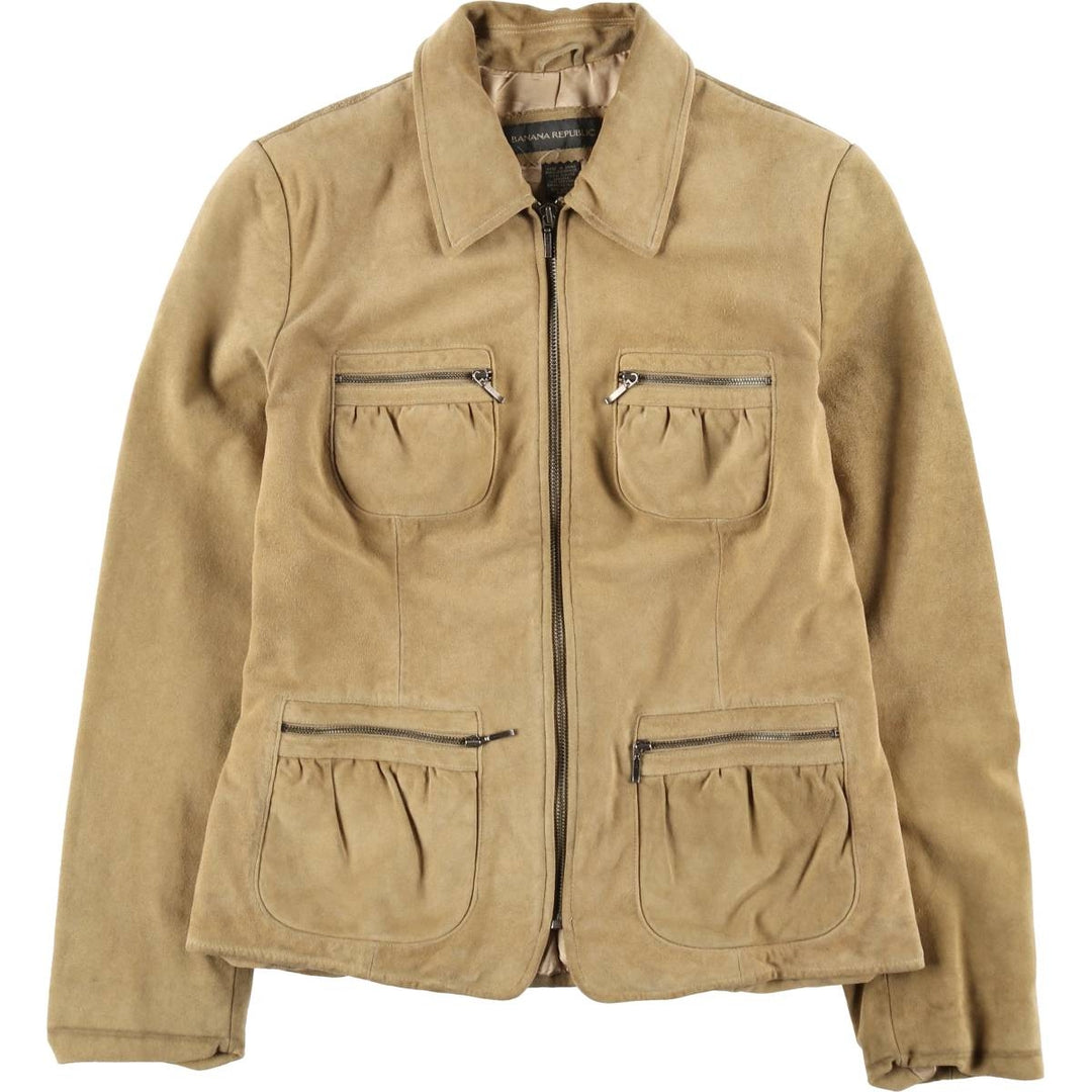 2000'S Banana Republic suede leather jacket, women's size S (approx.) Genuine suede leather Beige type Vintage Second Hand