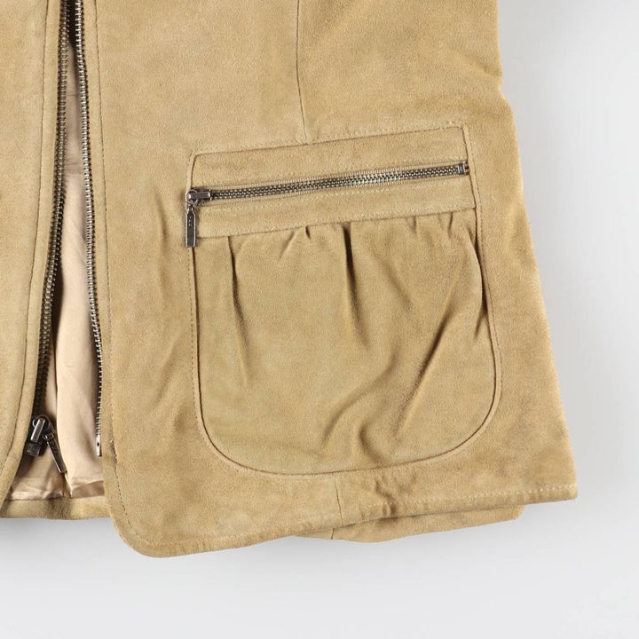 2000'S Banana Republic suede leather jacket, women's size S (approx.) Genuine suede leather Beige type Vintage Second Hand