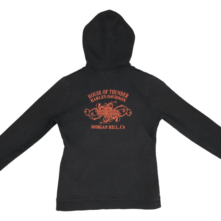 Harley-Davidson Cut-Off Advertising Sweatshirt Pullover Hoodie (Women's Size S) cotton black type Vintage Second Hand