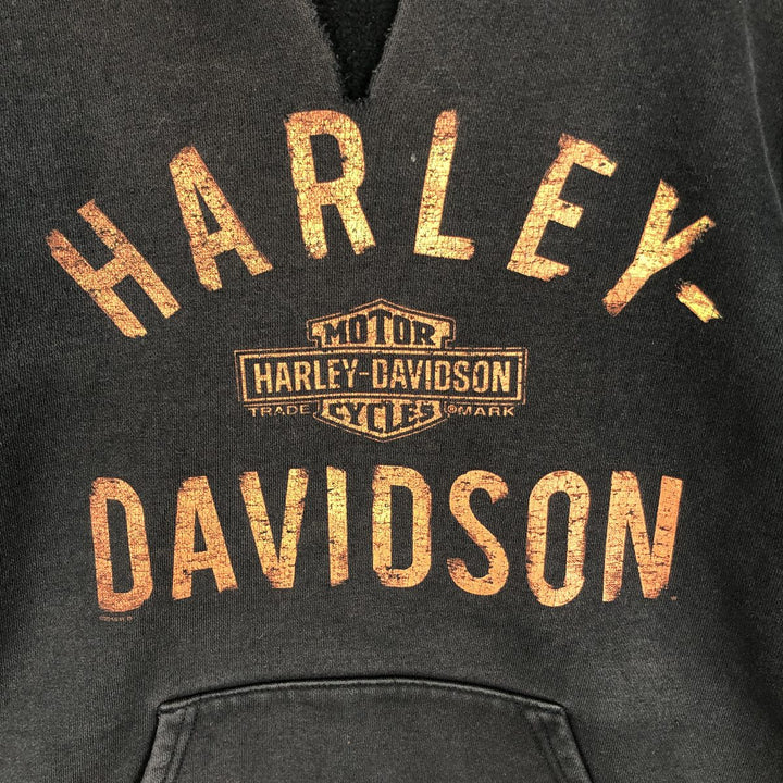 Harley-Davidson Cut-Off Advertising Sweatshirt Pullover Hoodie (Women's Size S) cotton black type Vintage Second Hand