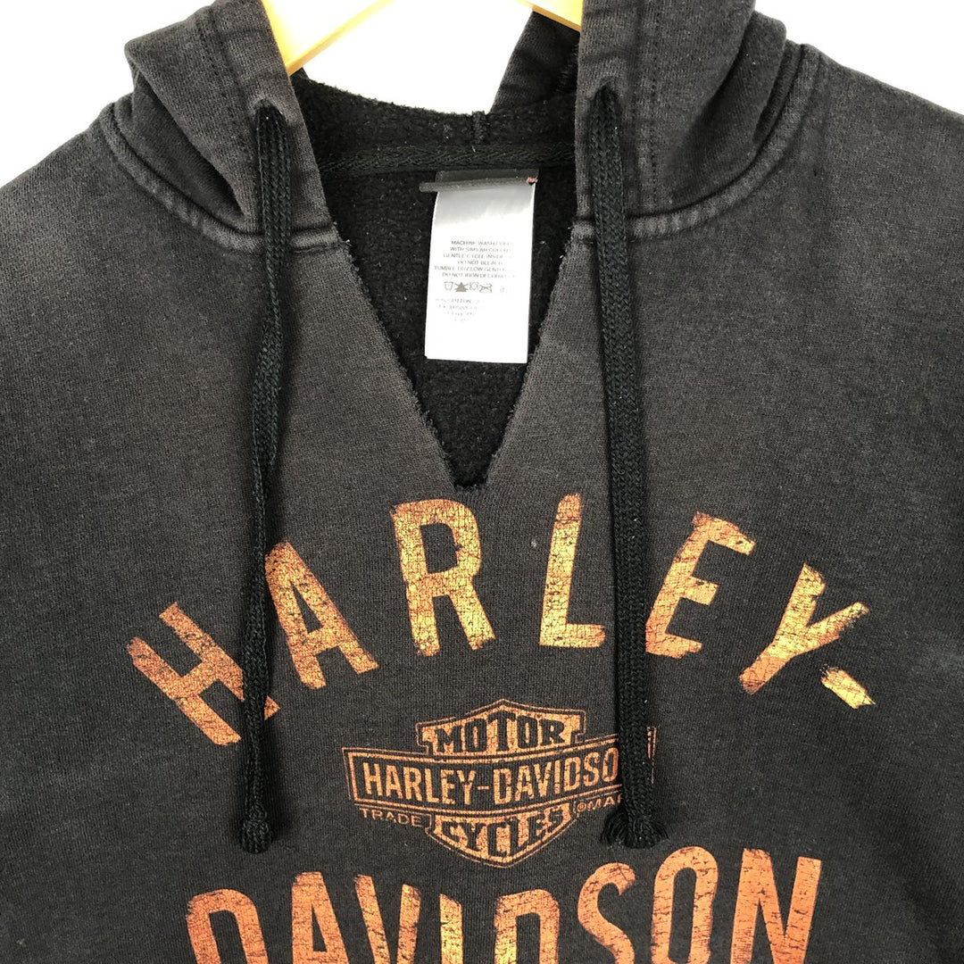 Harley-Davidson Cut-Off Advertising Sweatshirt Pullover Hoodie (Women's Size S) cotton black type Vintage Second Hand