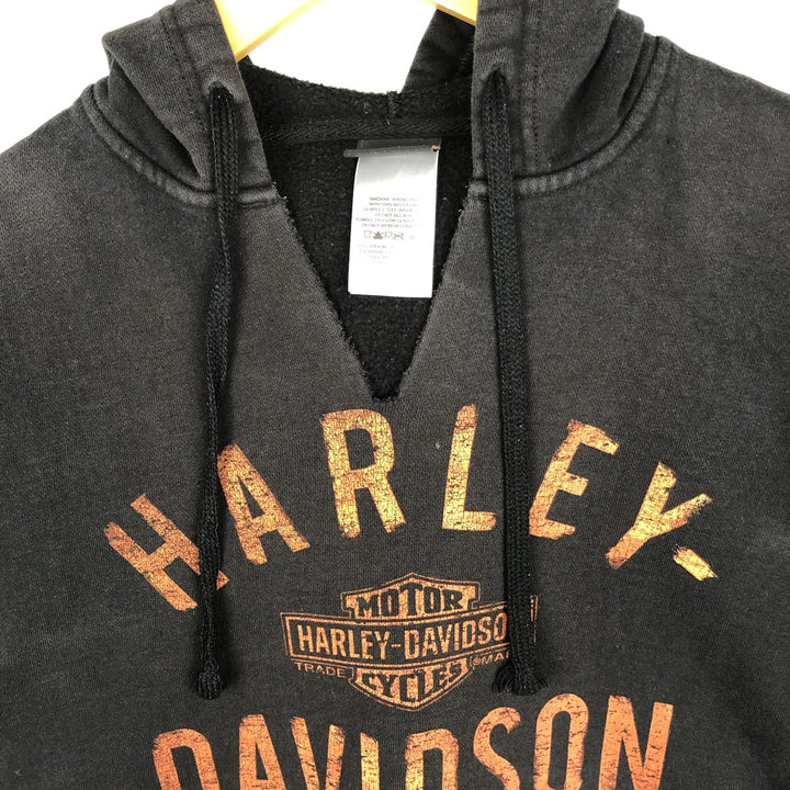 Harley-Davidson Cut-Off Advertising Sweatshirt Pullover Hoodie (Women's Size S) cotton black type Vintage Second Hand