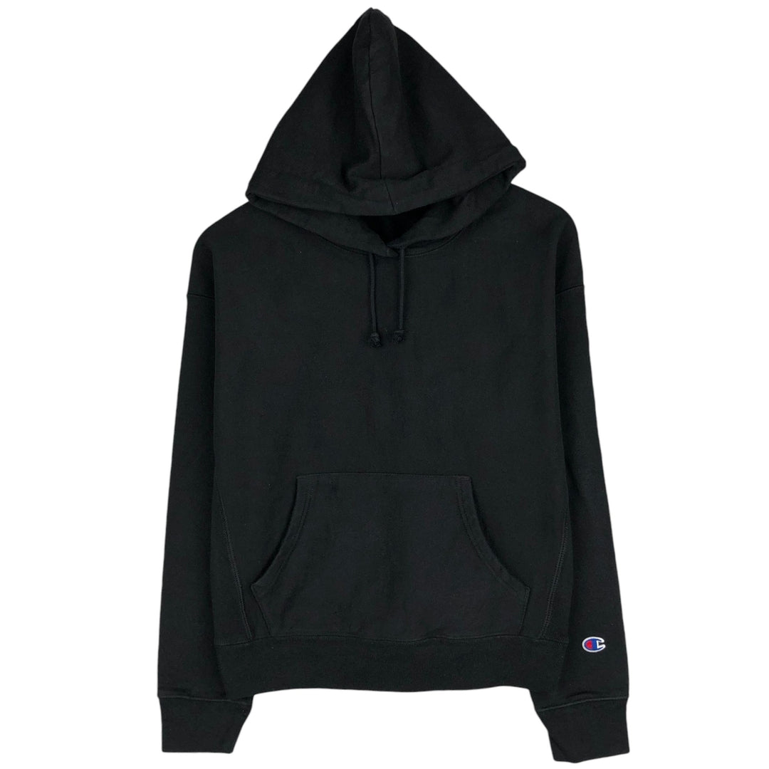 Champion Reverse Weave Blank Sweatshirt Hoodie (Women's Size L) cotton black type Vintage Second Hand